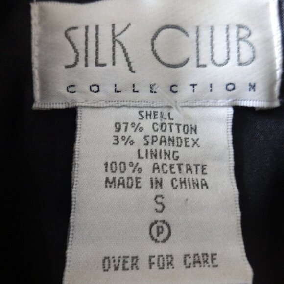 Silk Club women's size SP jacket black with white embroidery, open front, lined - Picture 3 of 16
